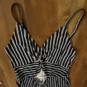 Hollister Navy and White Striped Pantsuit Junpsuit